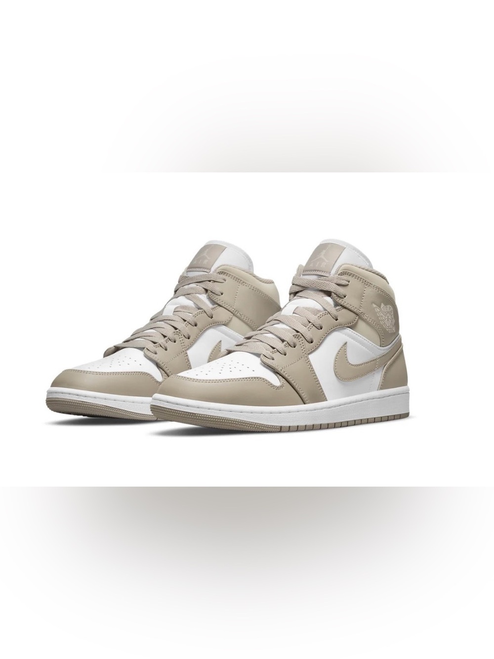 Air Jordan 1 Mid Sneakers in College Grey Linen